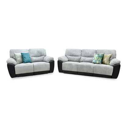 'Sienna' Black Fabric - Faux Leather High Back Manual Recliner 3 + 2 Seater Sofa Set Very.com
