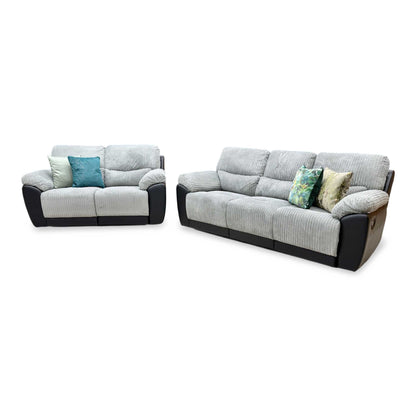 'Sienna' Black Fabric - Faux Leather High Back Manual Recliner 3 + 2 Seater Sofa Set Very.com