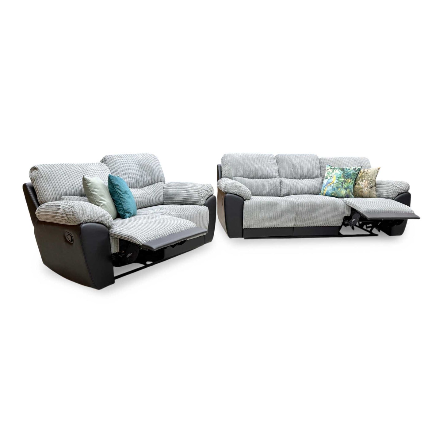 'Sienna' Black Fabric - Faux Leather High Back Manual Recliner 3 + 2 Seater Sofa Set Very.com