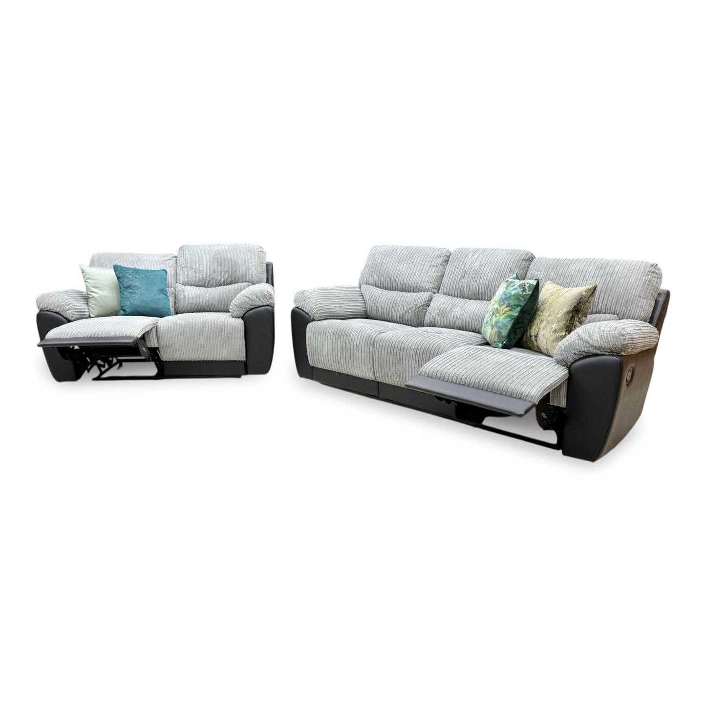 'Sienna' Black Fabric - Faux Leather High Back Manual Recliner 3 + 2 Seater Sofa Set Very.com