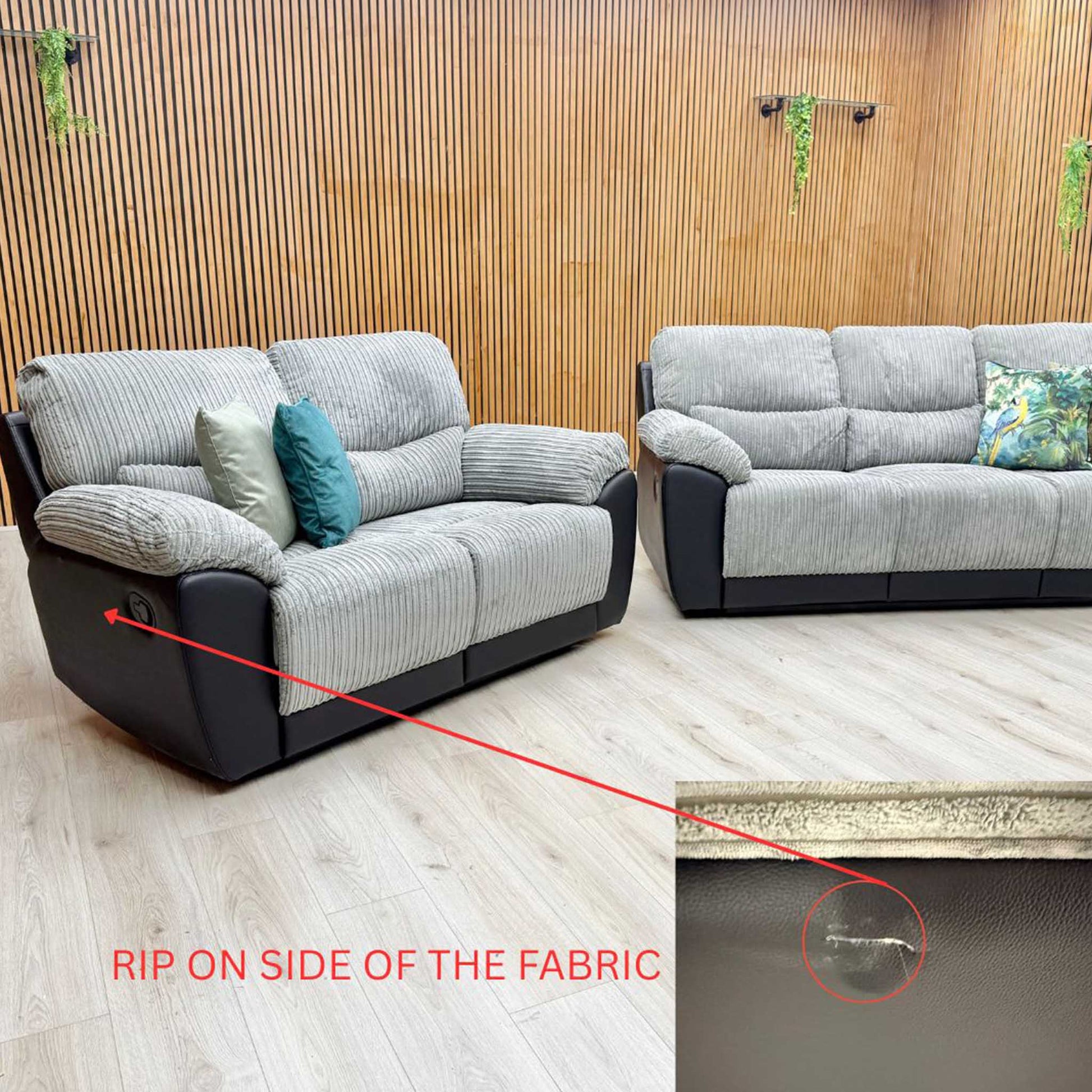 'Sienna' Black Fabric - Faux Leather High Back Manual Recliner 3 + 2 Seater Sofa Set Very.com
