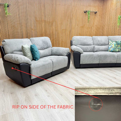 'Sienna' Black Fabric - Faux Leather High Back Manual Recliner 3 + 2 Seater Sofa Set Very.com