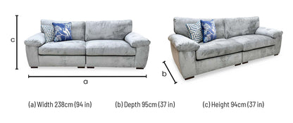 'Salerno' Light Grey Fabric Standard Back 4 Seater Split Frame Sofa Very.com