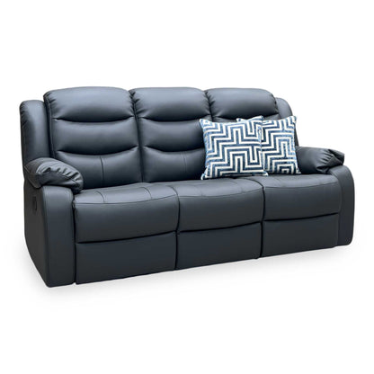 ‘Rothbury’ Charcoal Grey Luxury Faux Leather High Back 3 Seater Manual Recliner Sofa Very.com