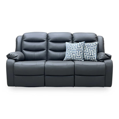 ‘Rothbury’ Charcoal Grey Luxury Faux Leather High Back 3 Seater Manual Recliner Sofa Very.com