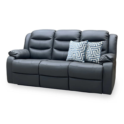 ‘Rothbury’ Charcoal Grey Luxury Faux Leather High Back 3 Seater Manual Recliner Sofa Very.com