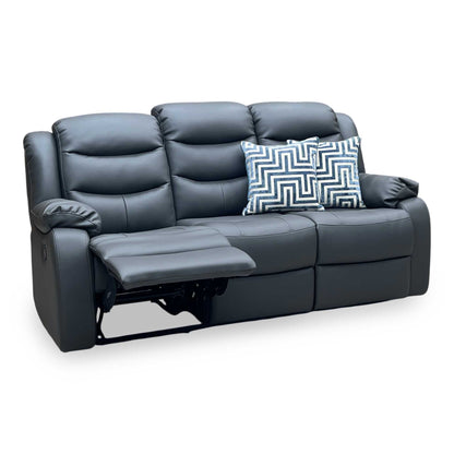 ‘Rothbury’ Charcoal Grey Luxury Faux Leather High Back 3 Seater Manual Recliner Sofa Very.com