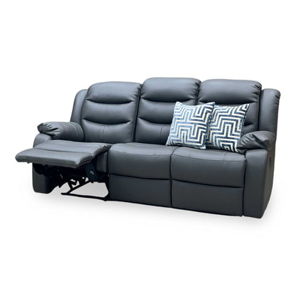 ‘Rothbury’ Charcoal Grey Luxury Faux Leather High Back 3 Seater Manual Recliner Sofa Very.com