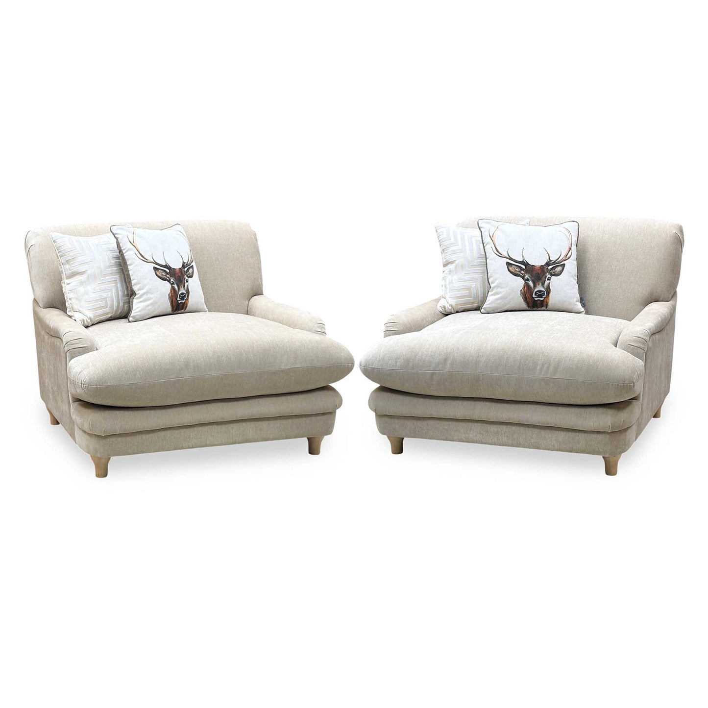 ‘Plumpton’ Sahara Beige Chenille Fabric Armchairs - Set of 2 Very.com