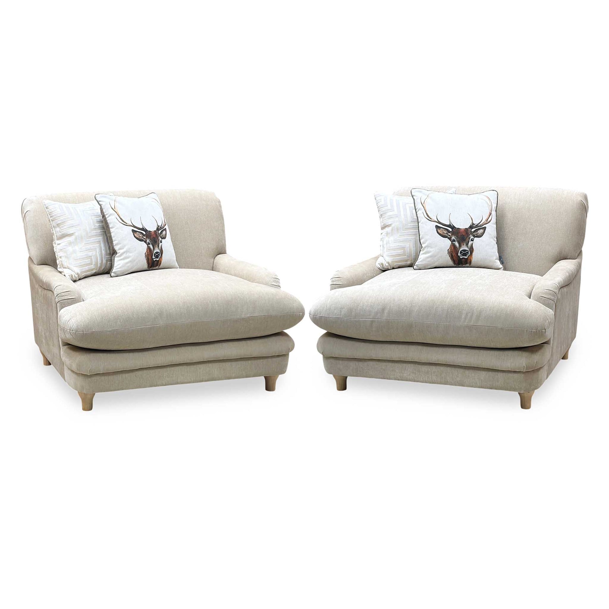 ‘Plumpton’ Sahara Beige Chenille Fabric Armchairs - Set of 2 Very.com