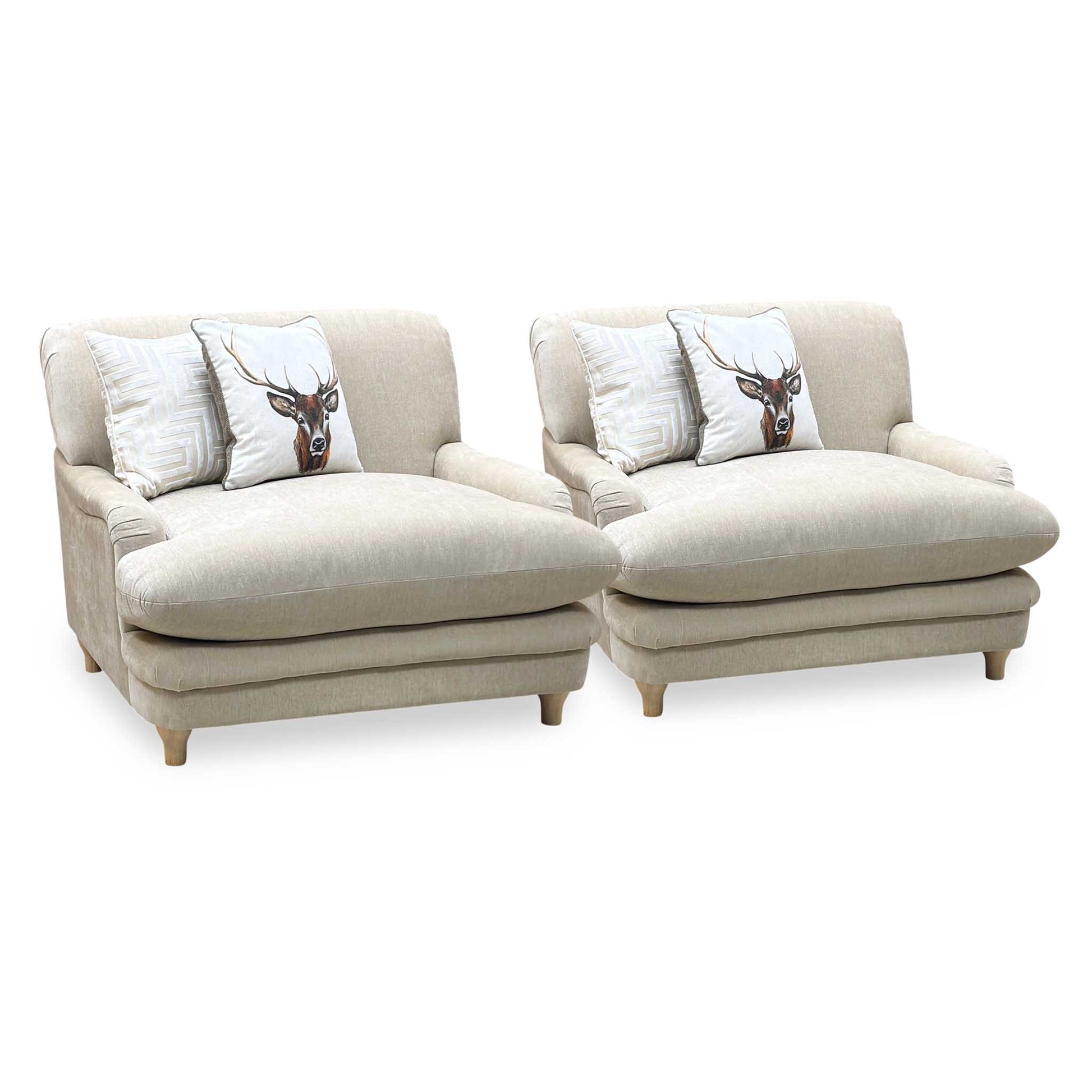 ‘Plumpton’ Sahara Beige Chenille Fabric Armchairs - Set of 2 Very.com
