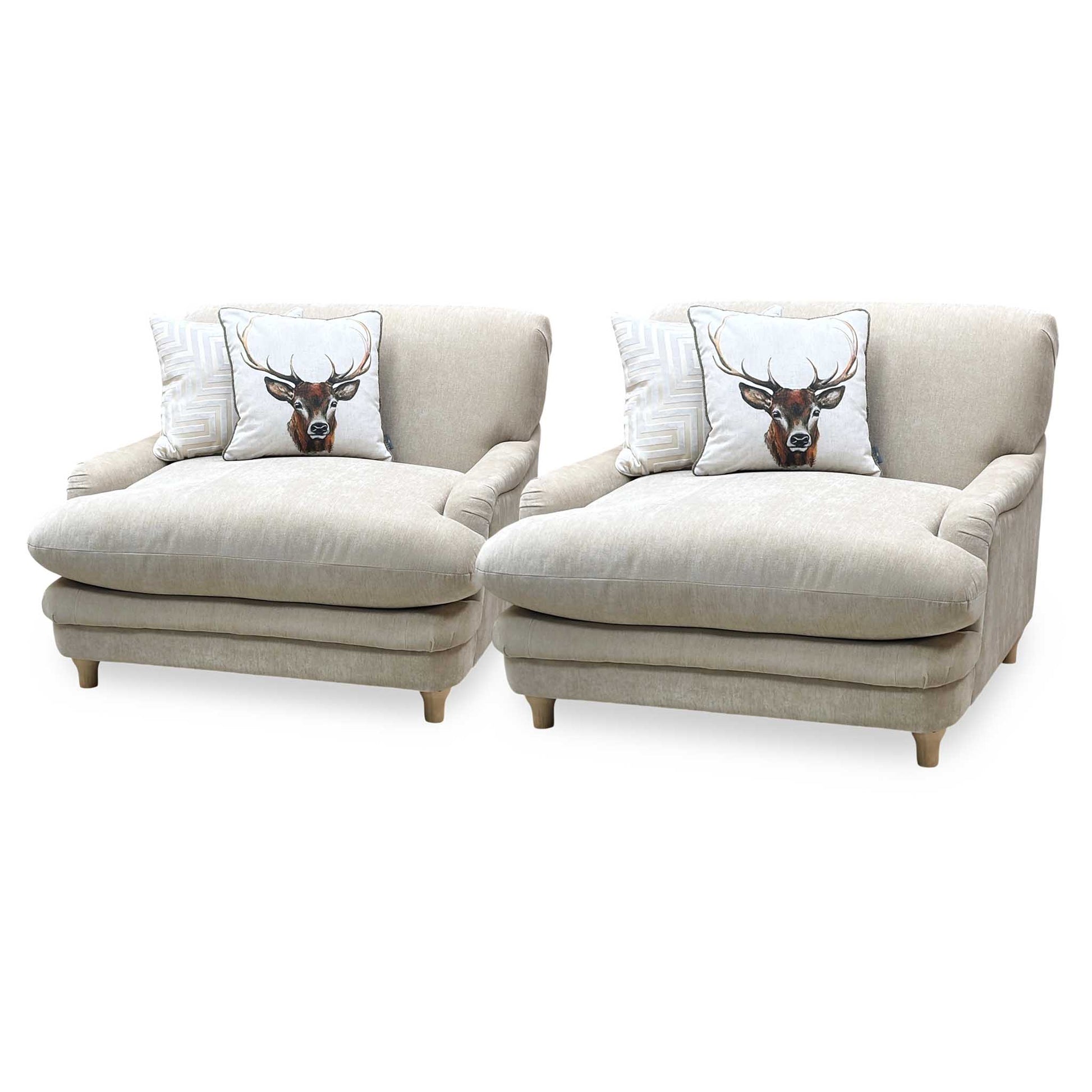 ‘Plumpton’ Sahara Beige Chenille Fabric Armchairs - Set of 2 Very.com