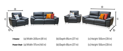 ‘Pavilion’ Charcoal Grey Faux Leather 3 Seater Power Recliner Sofa + Power Armchair Very.com