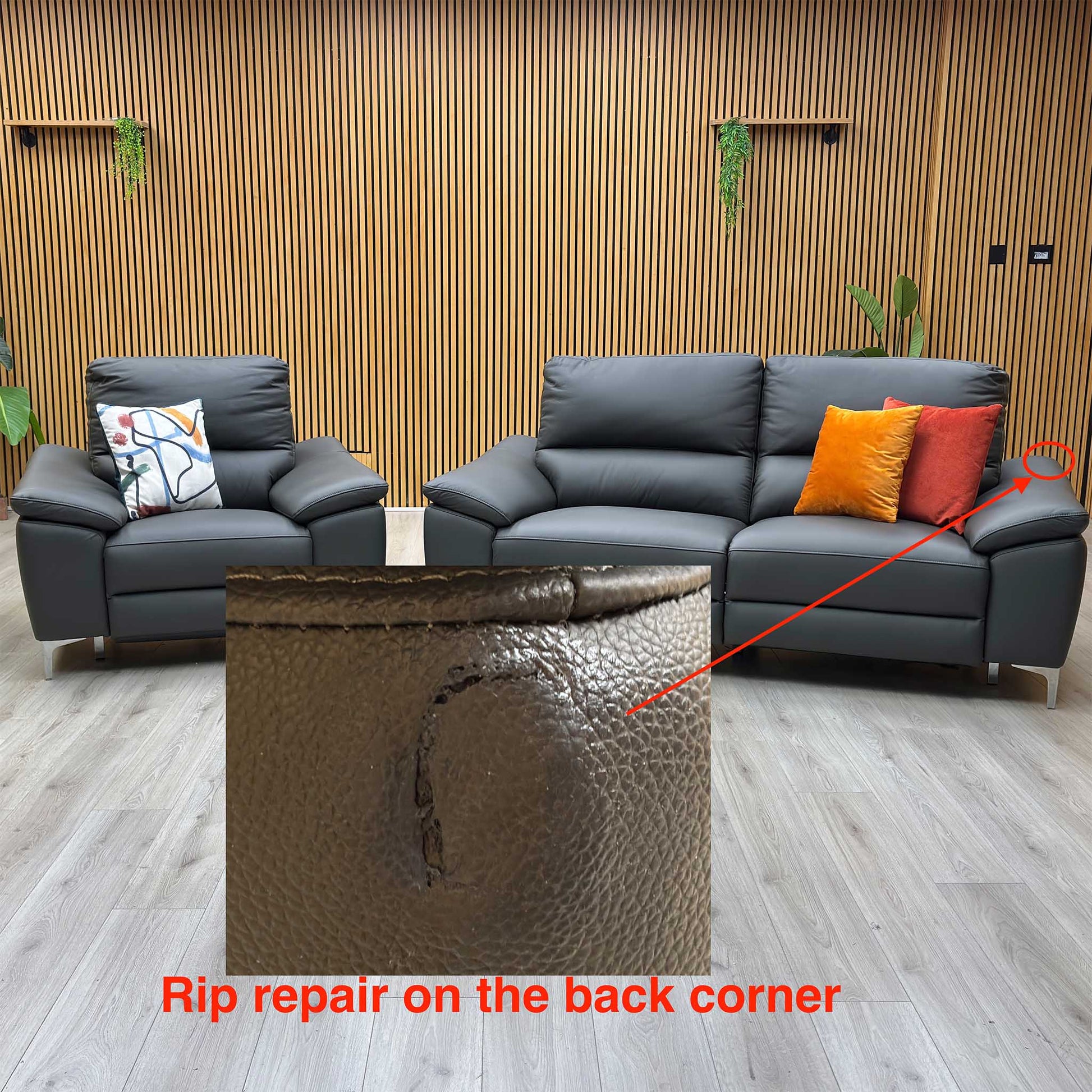 ‘Pavilion’ Charcoal Grey Faux Leather 3 Seater Power Recliner Sofa + Power Armchair Very.com