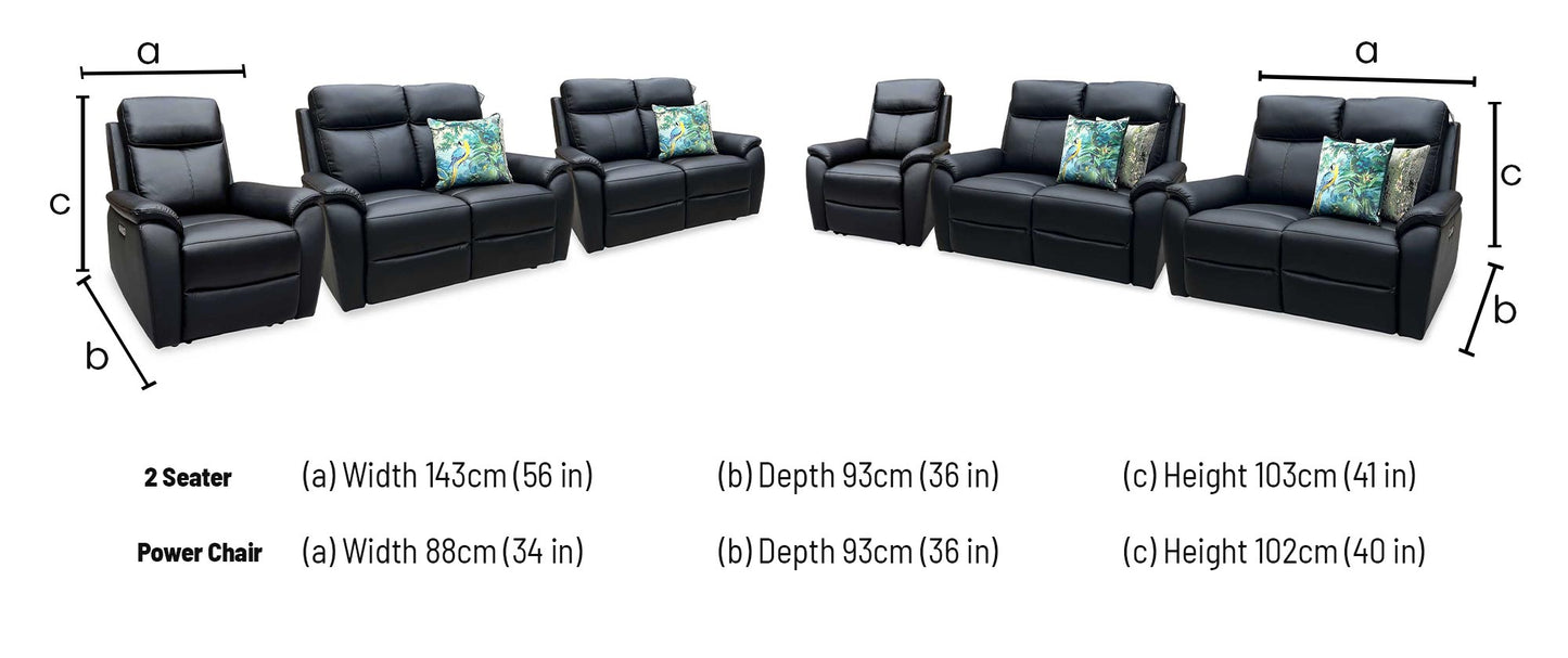 'Kingsmere' Black Leather 2 + 2 Seater Power Recliner with Chair Sofa Set Very.com