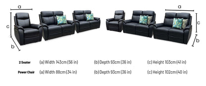 'Kingsmere' Black Leather 2 + 2 Seater Power Recliner with Chair Sofa Set Very.com