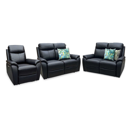 'Kingsmere' Black Leather 2 + 2 Seater Power Recliner with Chair Sofa Set Very.com