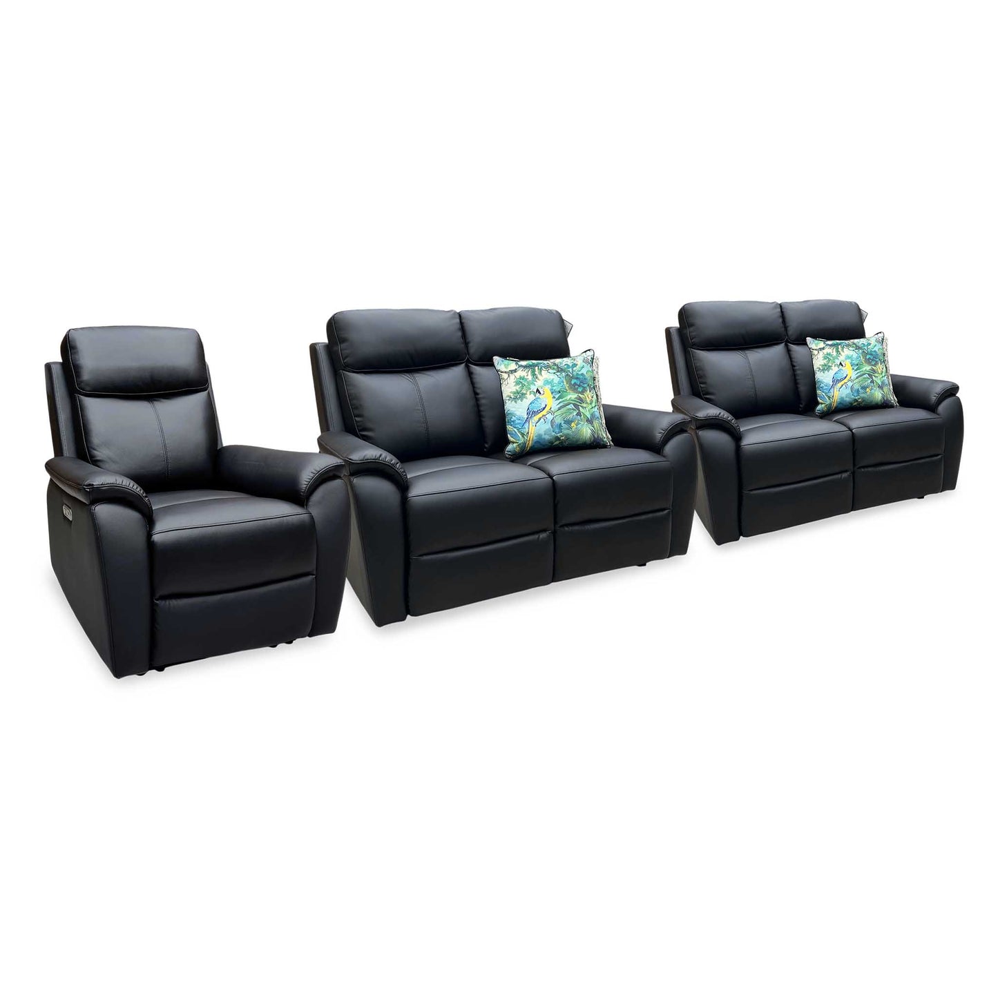 'Kingsmere' Black Leather 2 + 2 Seater Power Recliner with Chair Sofa Set Very.com
