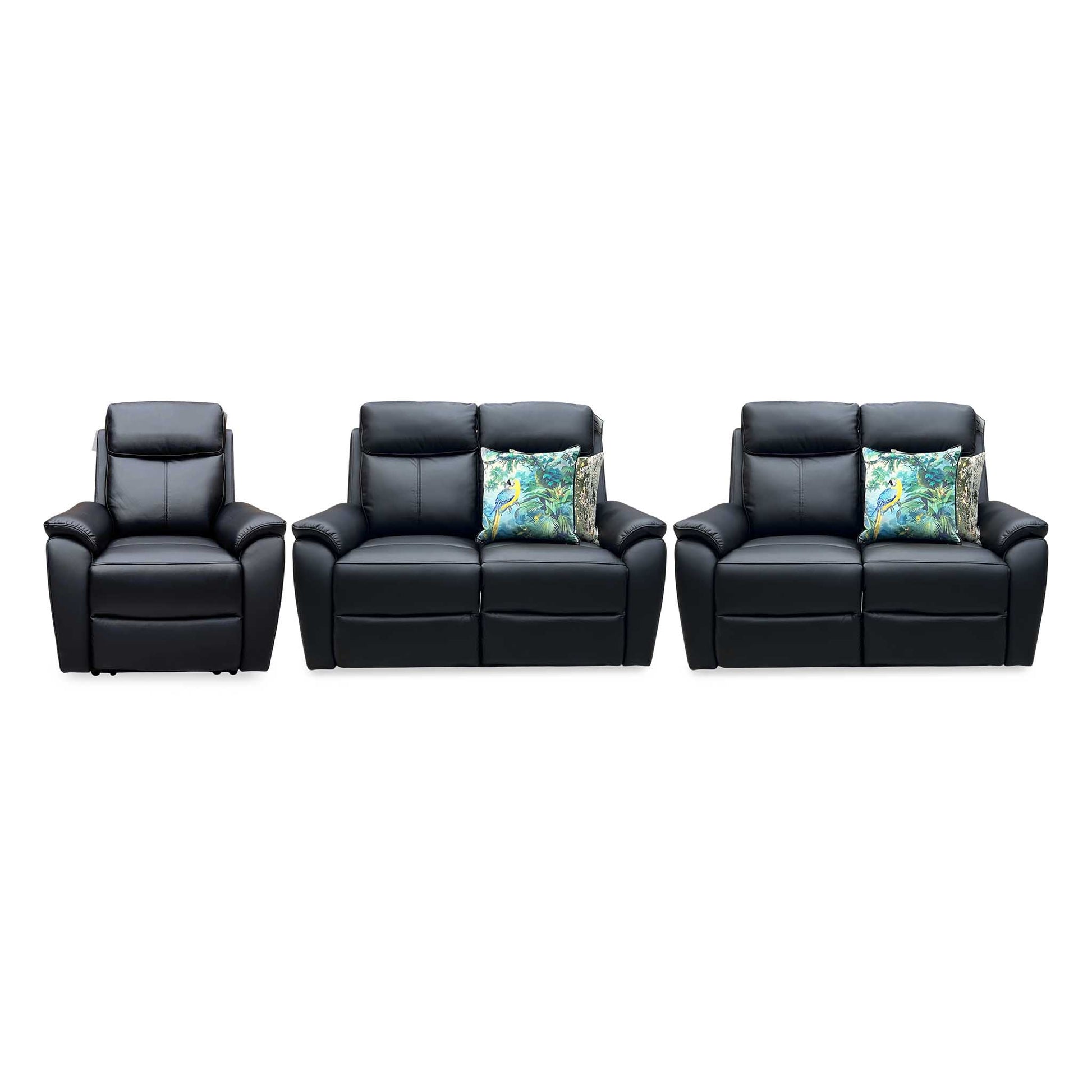 'Kingsmere' Black Leather 2 + 2 Seater Power Recliner with Chair Sofa Set Very.com