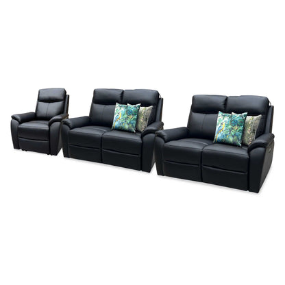 'Kingsmere' Black Leather 2 + 2 Seater Power Recliner with Chair Sofa Set Very.com