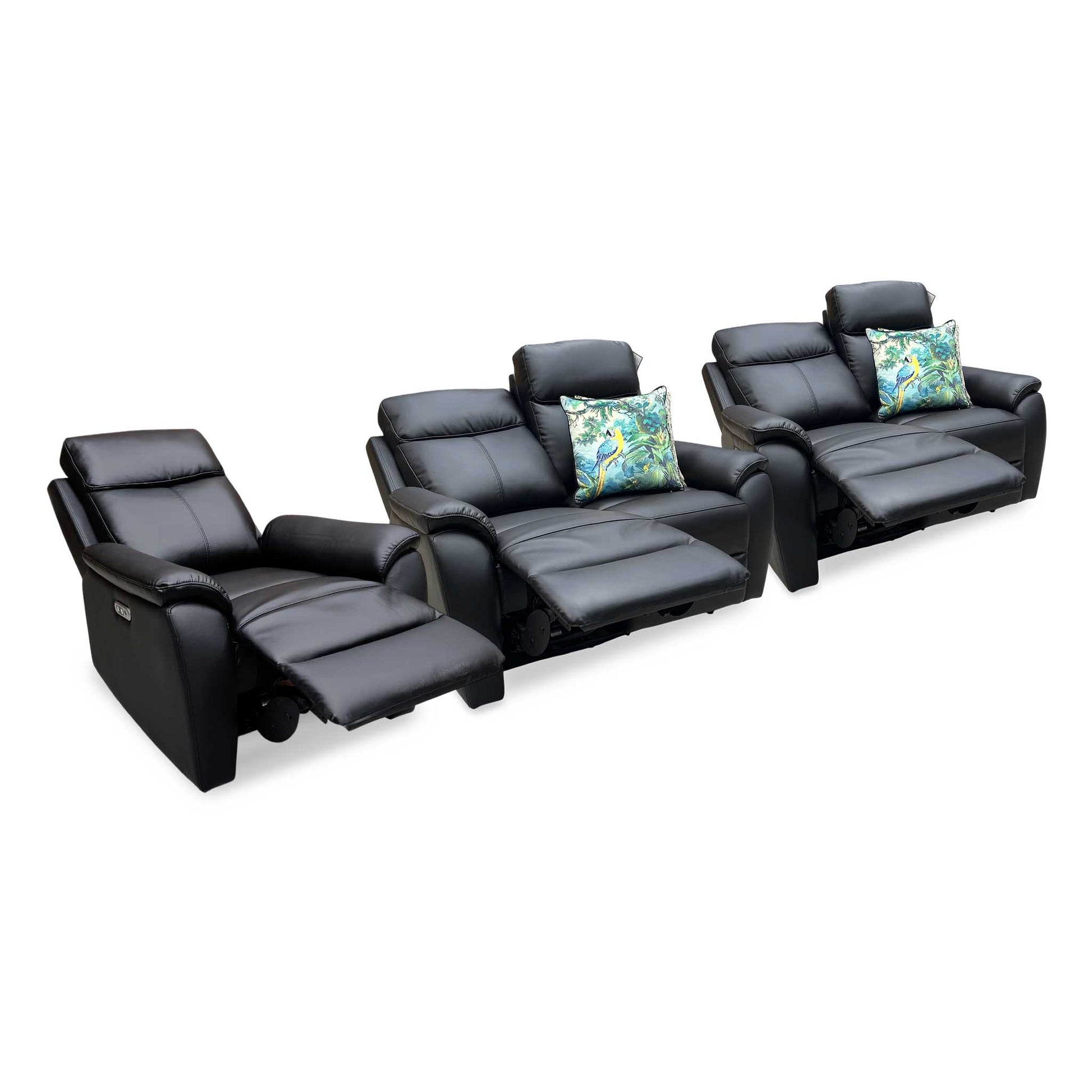 'Kingsmere' Black Leather 2 + 2 Seater Power Recliner with Chair Sofa Set Very.com