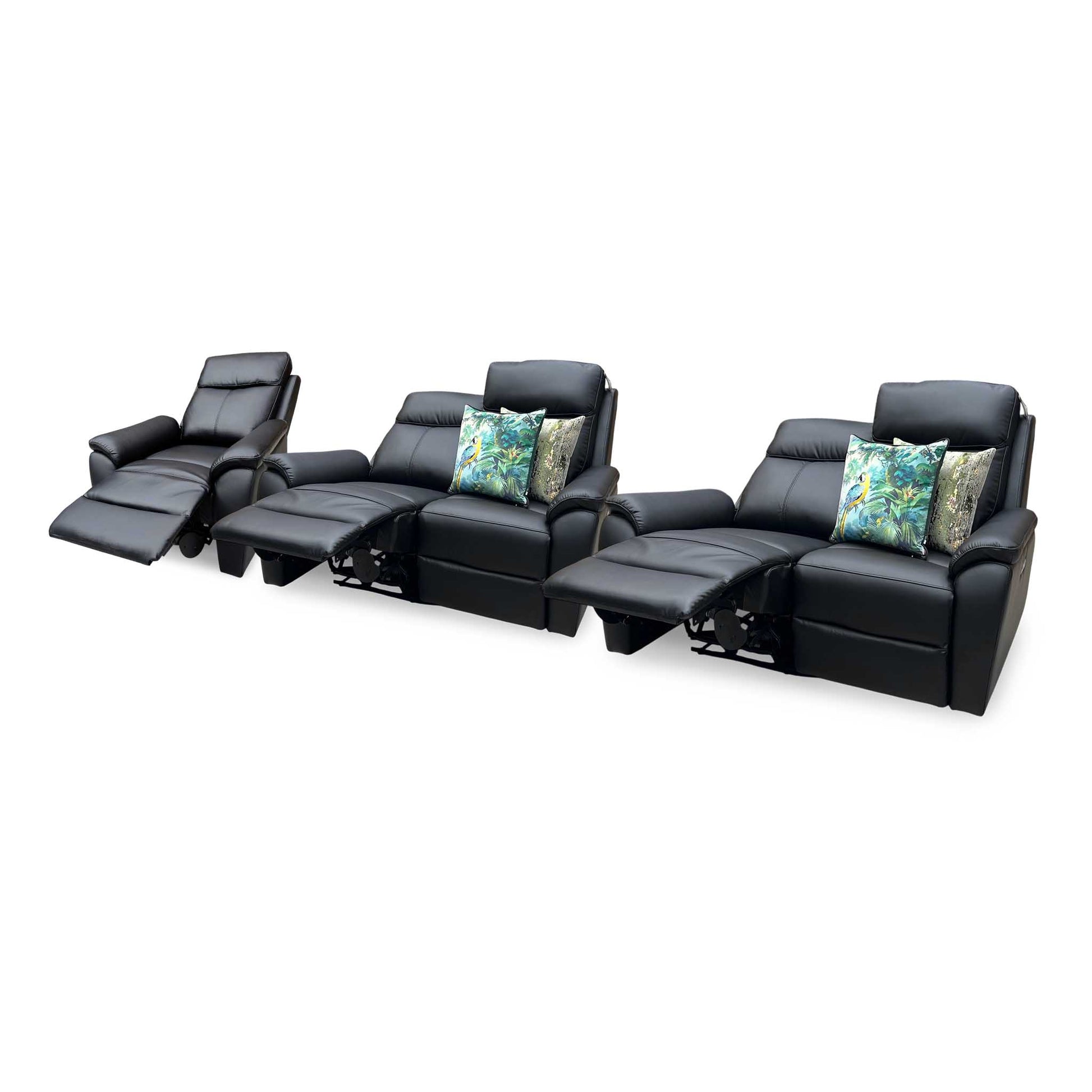 'Kingsmere' Black Leather 2 + 2 Seater Power Recliner with Chair Sofa Set Very.com