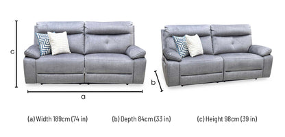 'Ivana' Grey Fabric 3 Seater Power Recliner Sofa with USB Charging and Storage Very.com