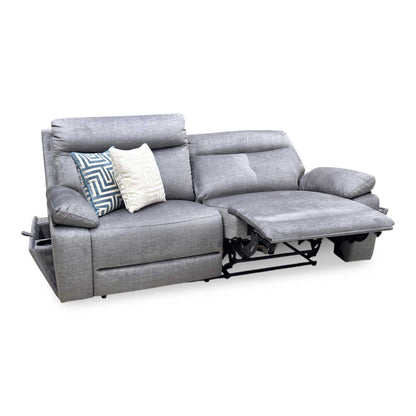 'Ivana' Grey Fabric 3 Seater Power Recliner Sofa with USB Charging and Storage Very.com