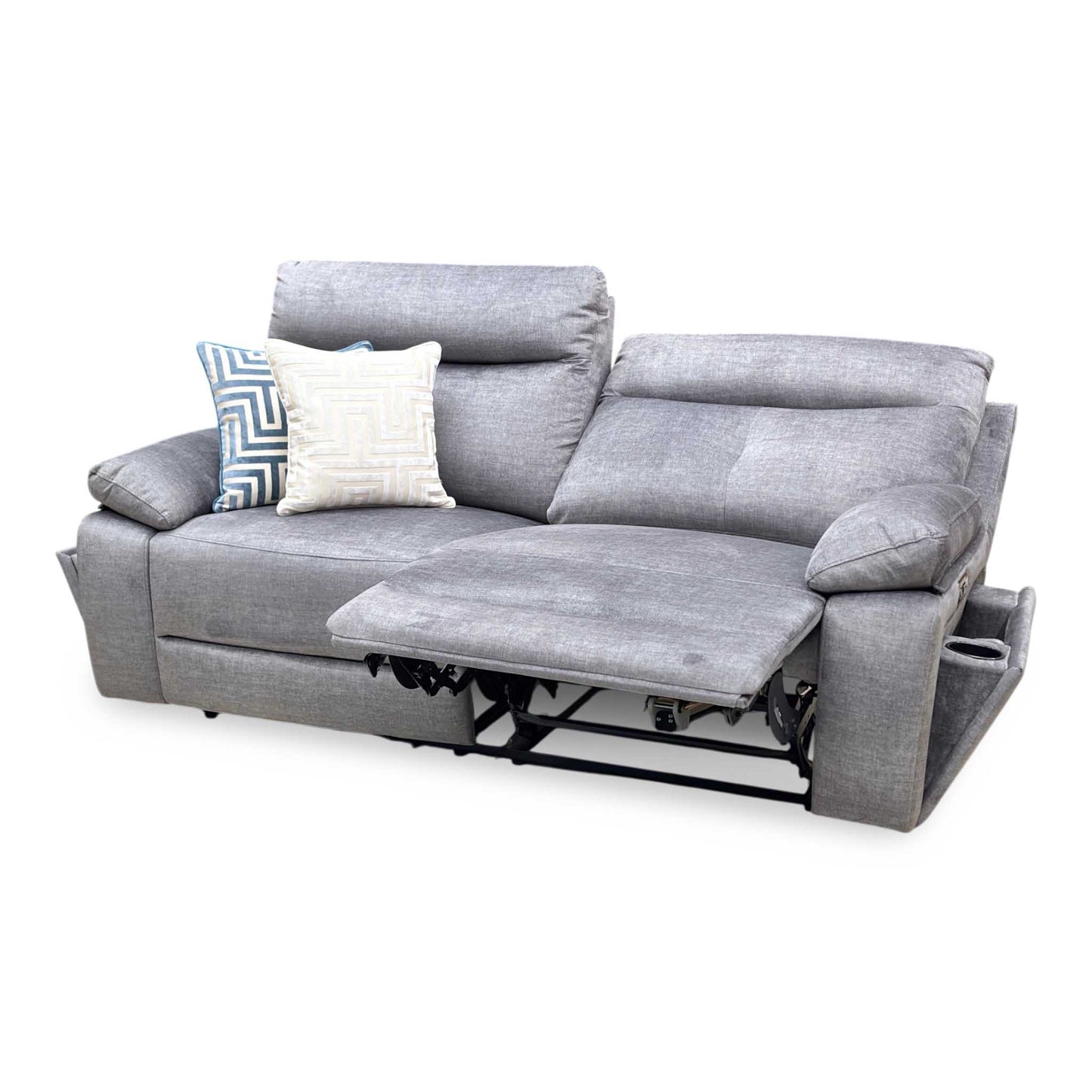 'Ivana' Grey Fabric 3 Seater Power Recliner Sofa with USB Charging and Storage Very.com