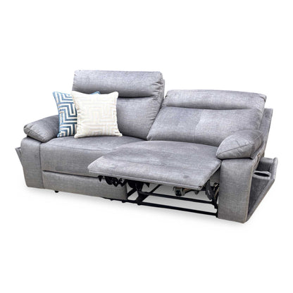 'Ivana' Grey Fabric 3 Seater Power Recliner Sofa with USB Charging and Storage Very.com