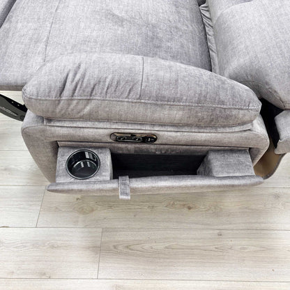 'Ivana' Grey Fabric 3 Seater Power Recliner Sofa with USB Charging and Storage Very.com