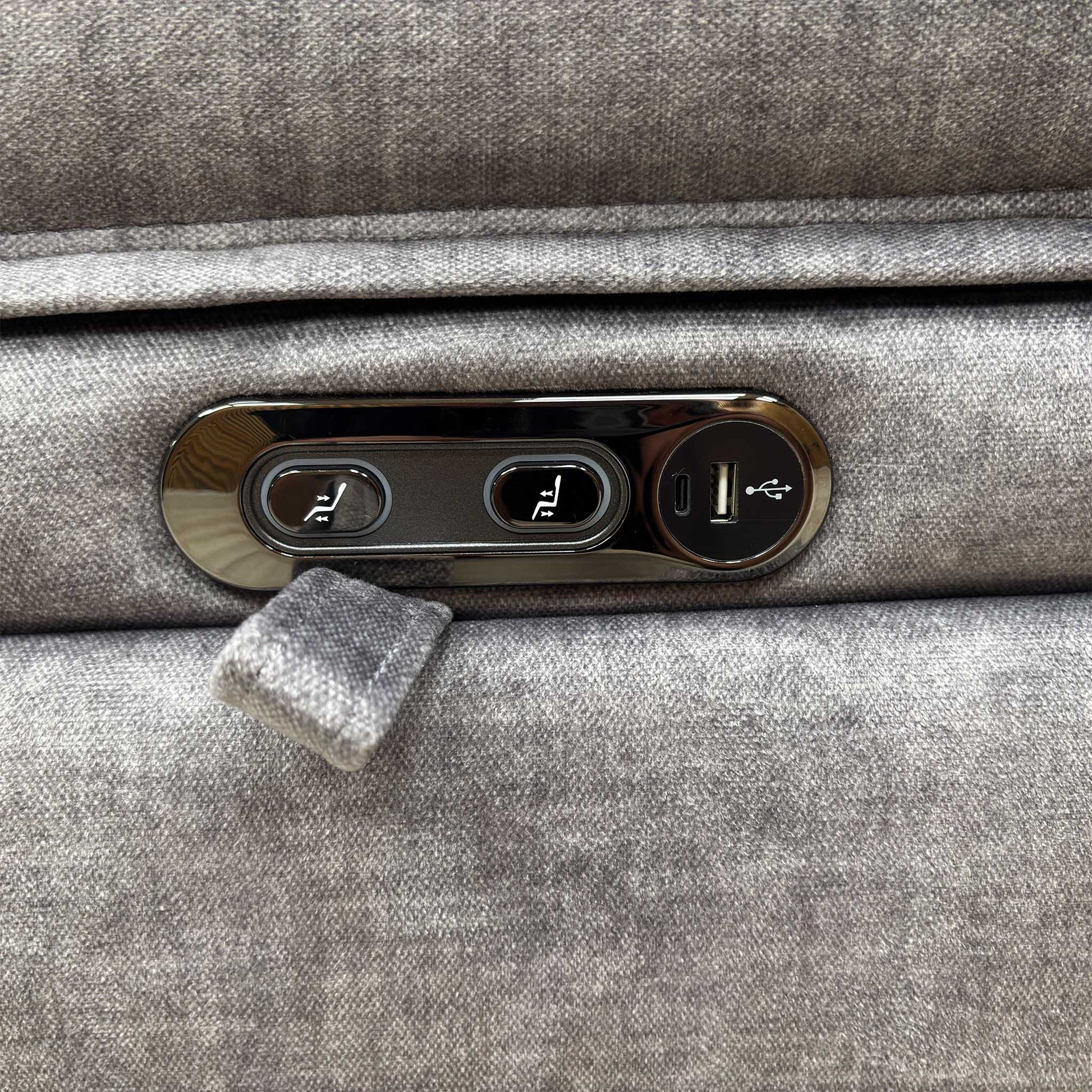 'Ivana' Grey Fabric 3 Seater Power Recliner Sofa with USB Charging and Storage Very.com