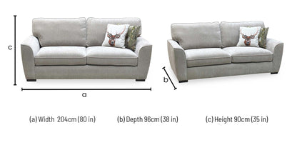 ‘Harlow’ Light Grey Fabric Standard Back 3 Seater Sofa Very.com