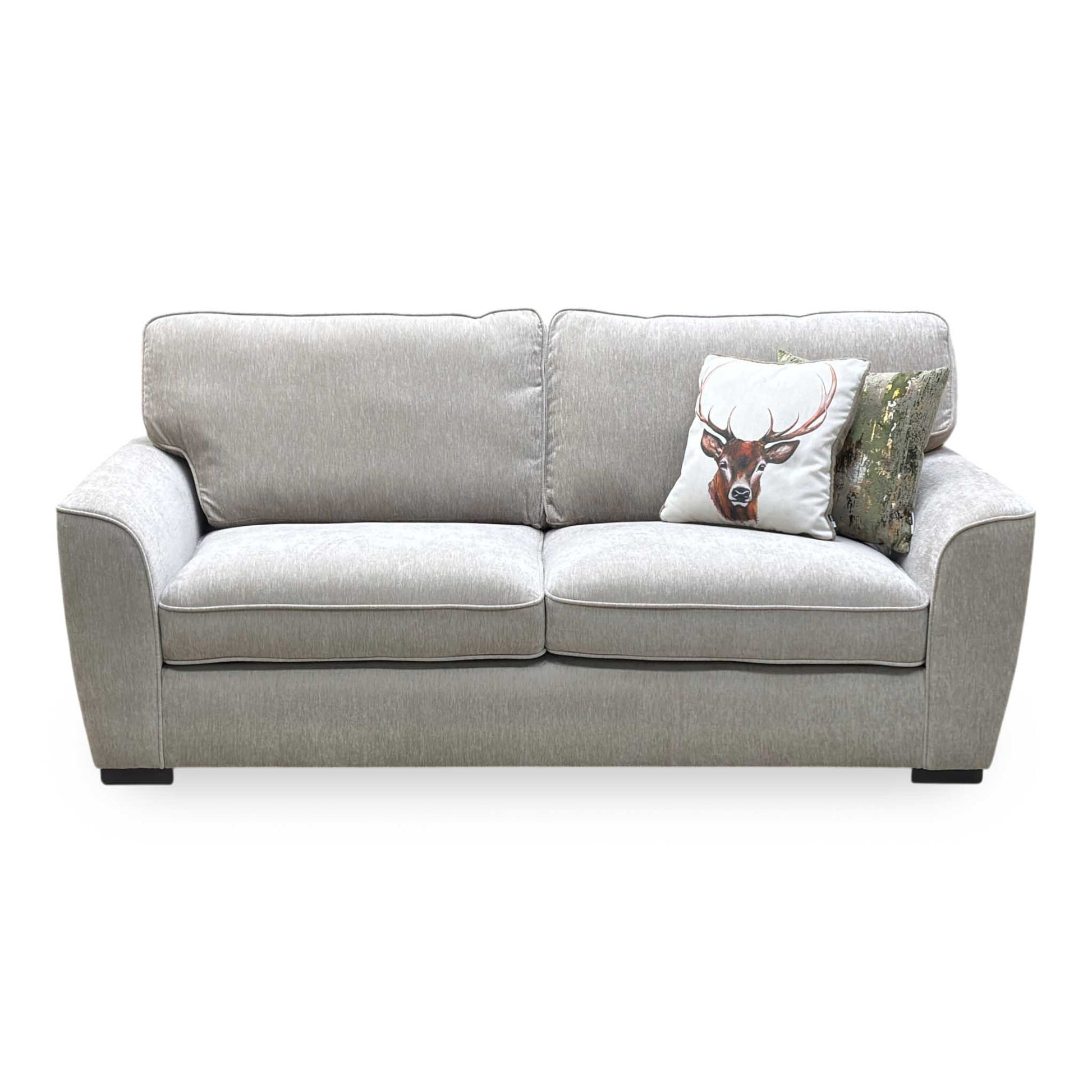 ‘Harlow’ Light Grey Fabric Standard Back 3 Seater Sofa Very.com