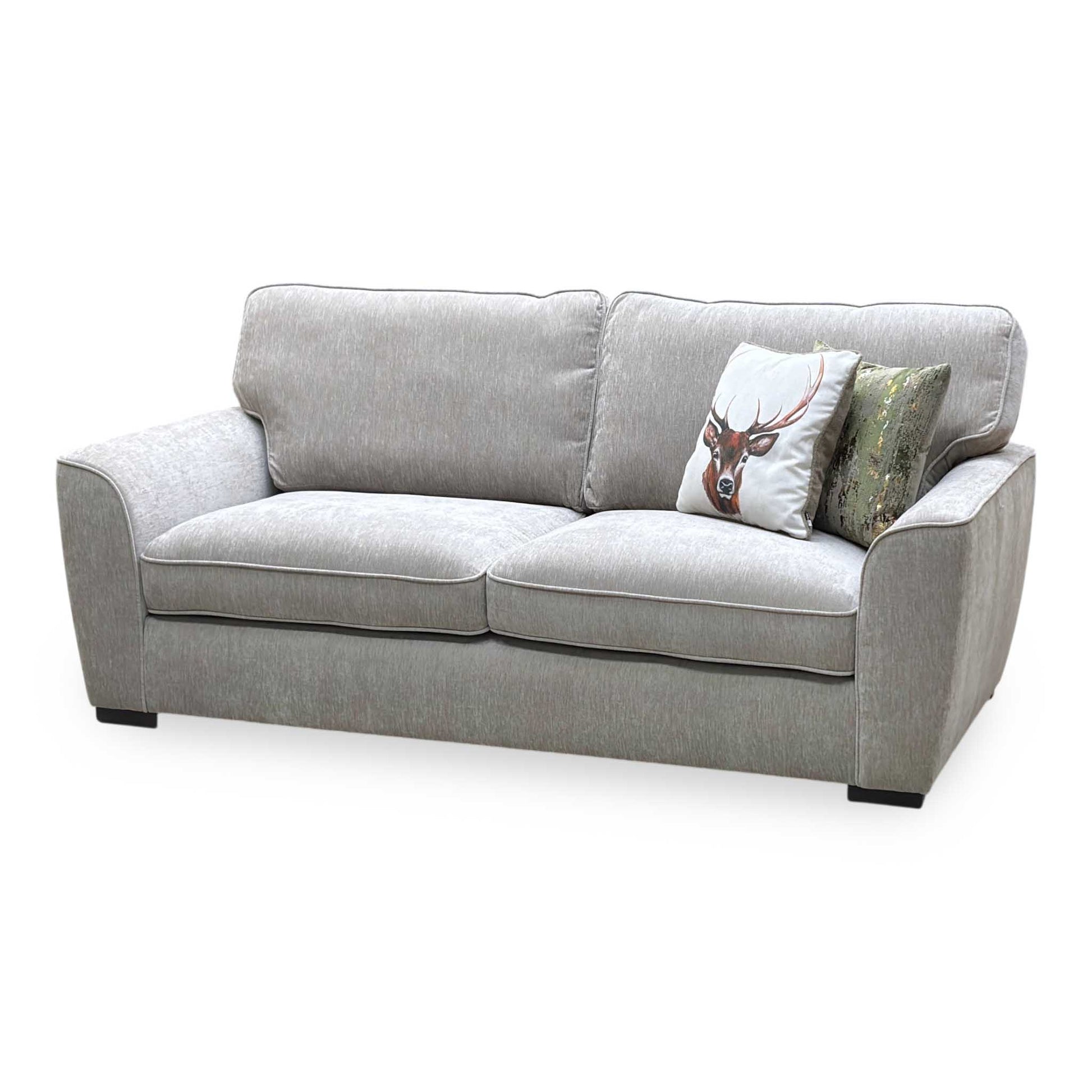 ‘Harlow’ Light Grey Fabric Standard Back 3 Seater Sofa Very.com