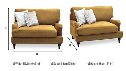 ‘Hampshire’ Muted Gold Fabric Loveseat Furniture Village