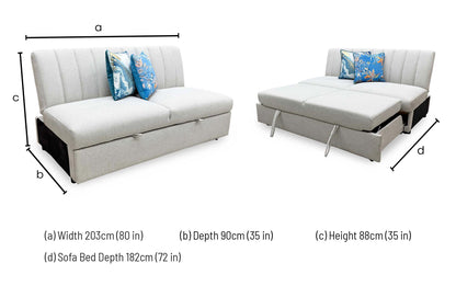 ‘Sandra' Light Grey Fabric 3 Seater Click-Clack Sofa Bed