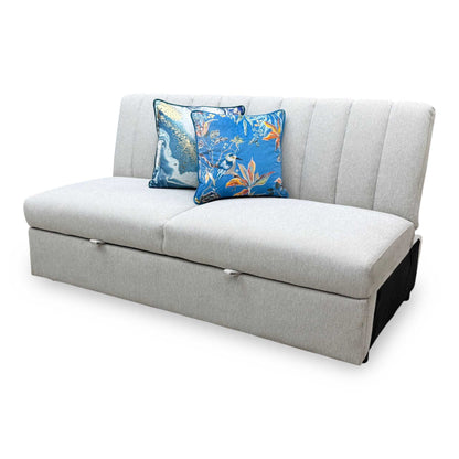 ‘Sandra' Light Grey Fabric 3 Seater Click-Clack Sofa Bed