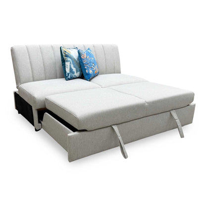 ‘Sandra' Light Grey Fabric 3 Seater Click-Clack Sofa Bed