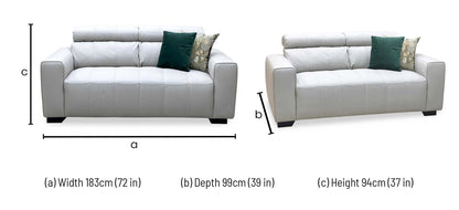‘Cannes’ Light Grey Italian Leather 2 Seater Sofa Very.com