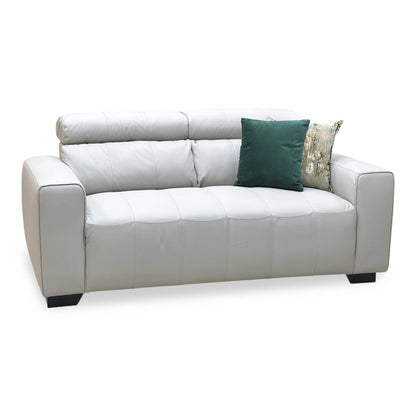 ‘Cannes’ Light Grey Italian Leather 2 Seater Sofa Very.com