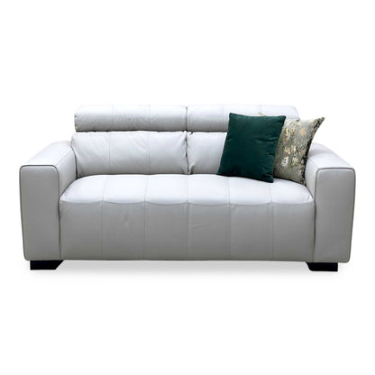 ‘Cannes’ Light Grey Italian Leather 2 Seater Sofa Very.com