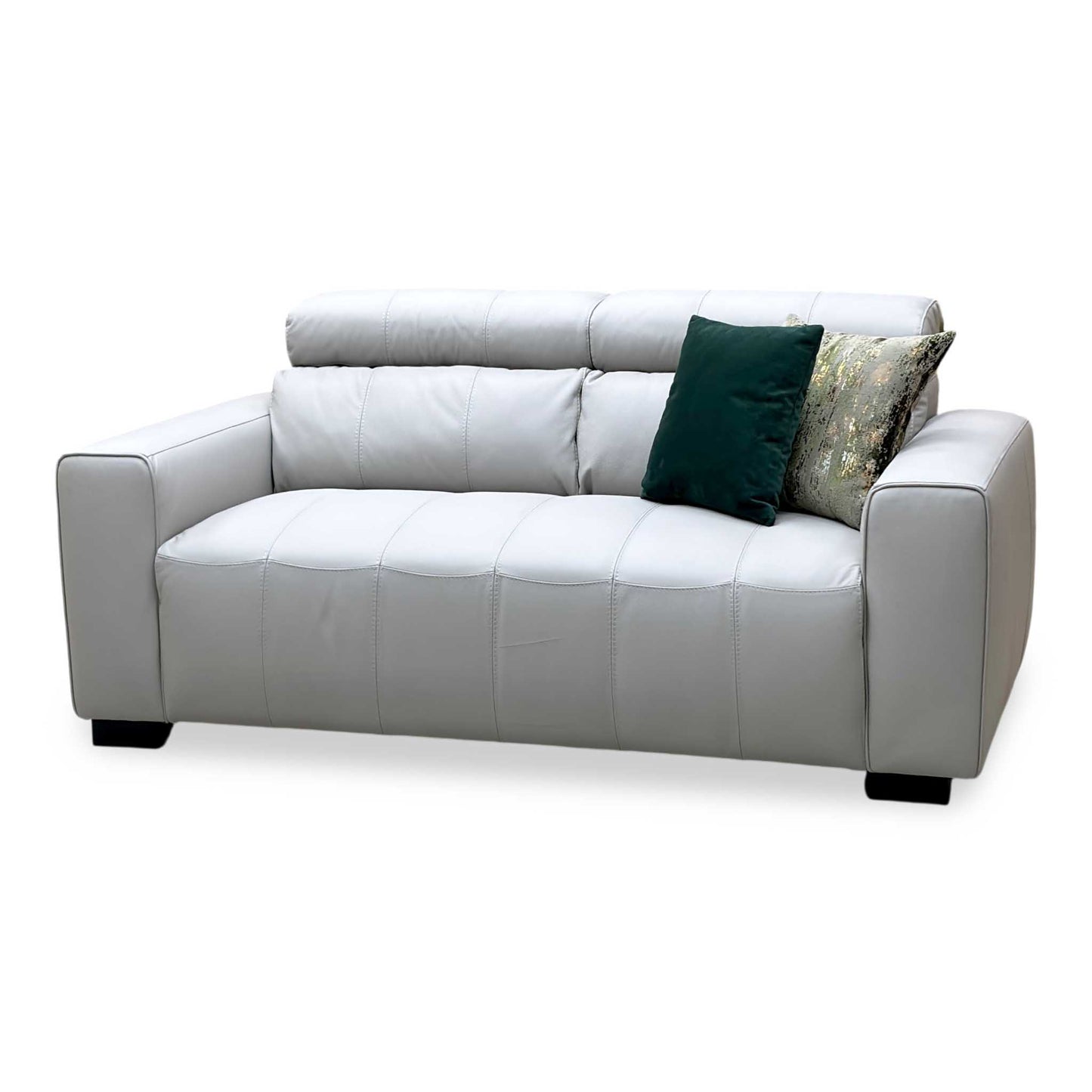‘Cannes’ Light Grey Italian Leather 2 Seater Sofa Very.com