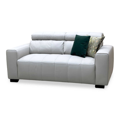 ‘Cannes’ Light Grey Italian Leather 2 Seater Sofa Very.com