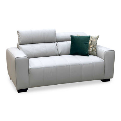 ‘Cannes’ Light Grey Italian Leather 2 Seater Sofa Very.com