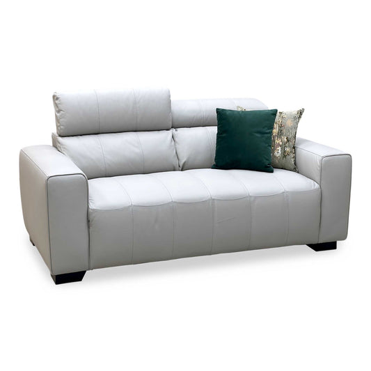 ‘Cannes’ Light Grey Italian Leather 2 Seater Sofa Very.com