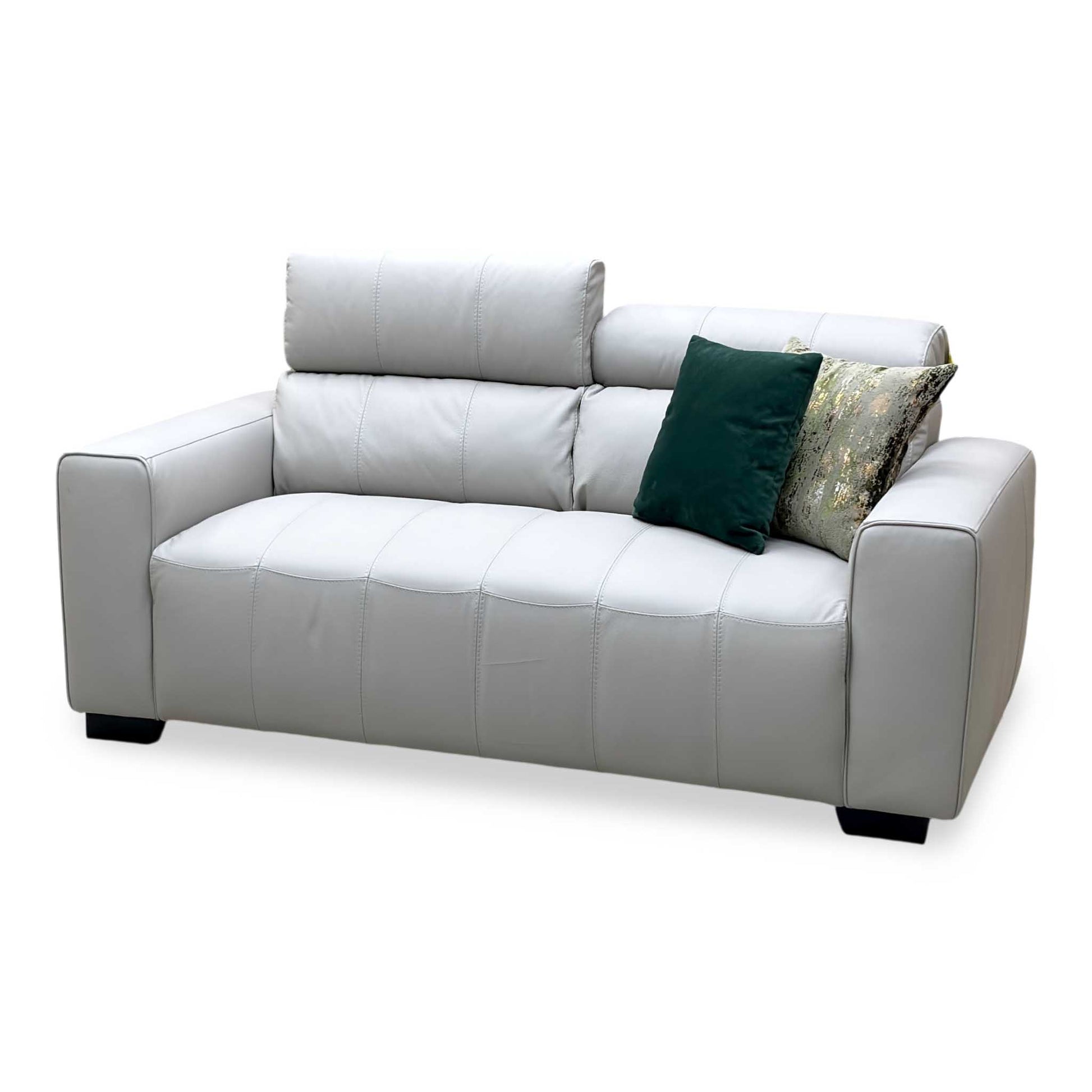 ‘Cannes’ Light Grey Italian Leather 2 Seater Sofa Very.com