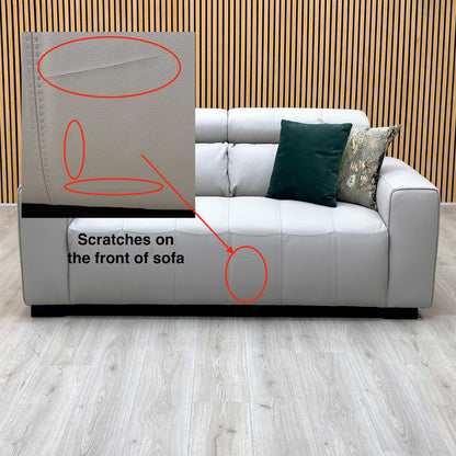 ‘Cannes’ Light Grey Italian Leather 2 Seater Sofa Very.com