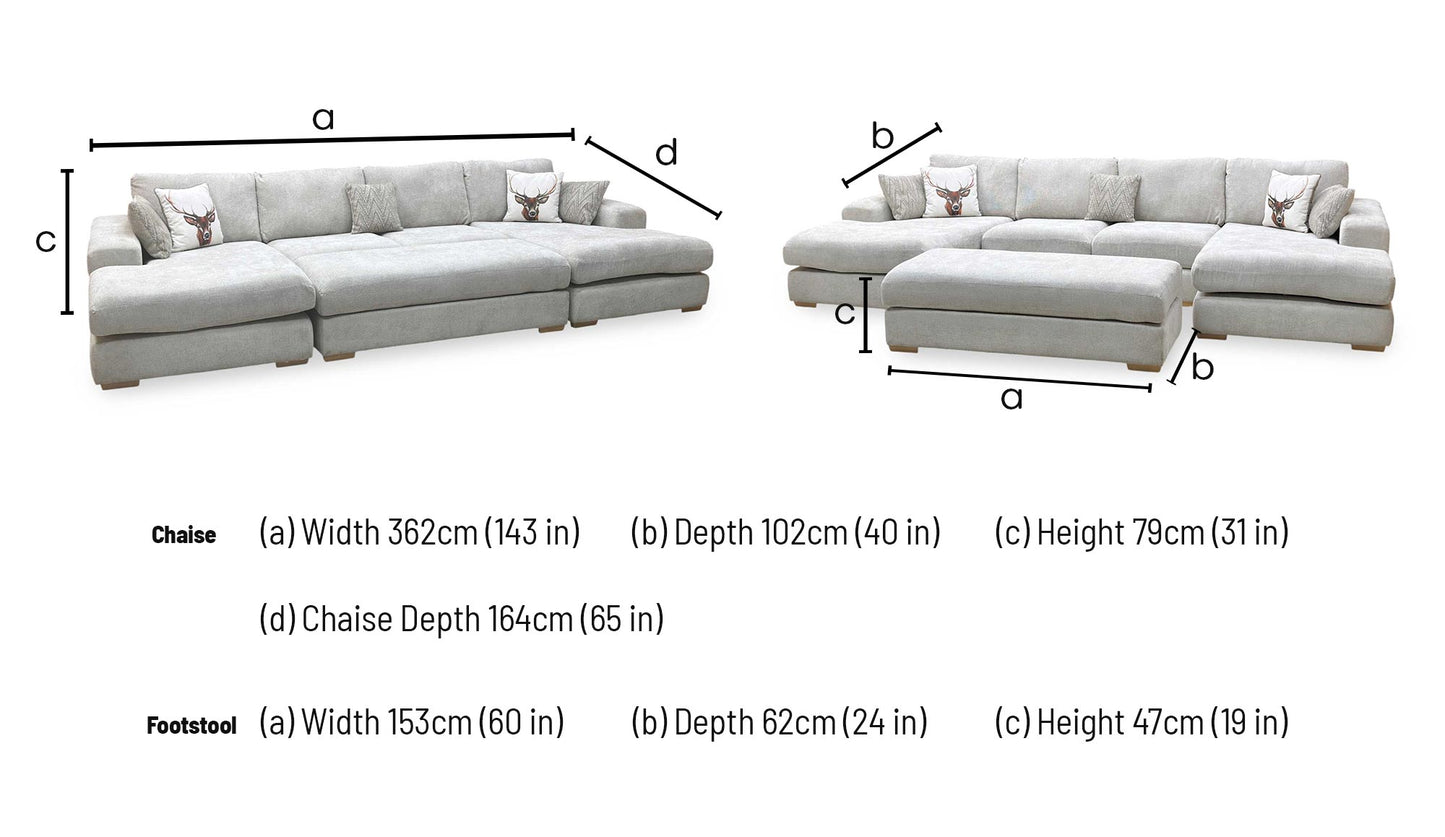 ‘Broadgate’ Silver Fabric Large U-shape Modular Sofa with Footstool Very.com