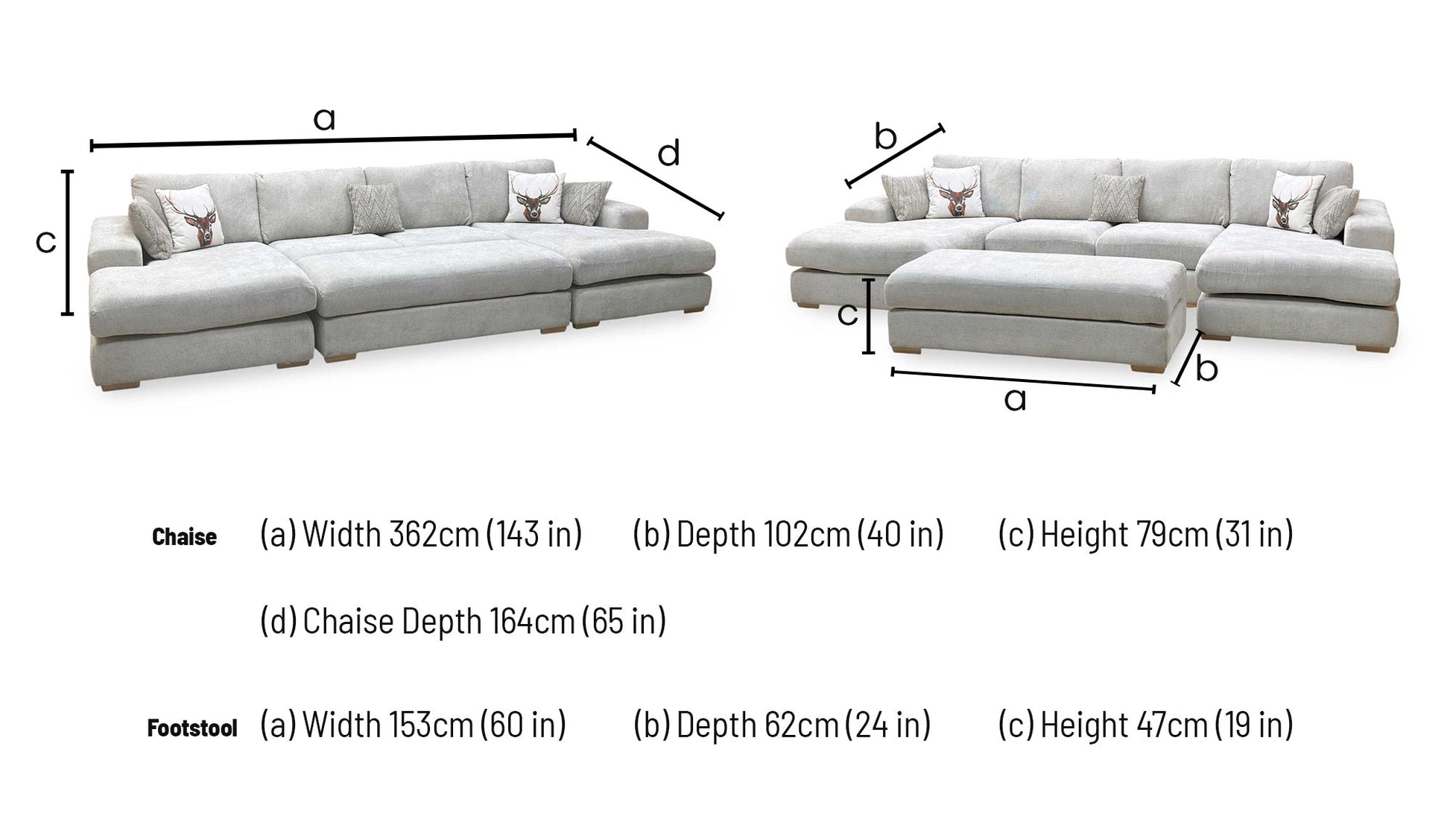 ‘Broadgate’ Silver Fabric Large U-shape Modular Sofa with Footstool Very.com